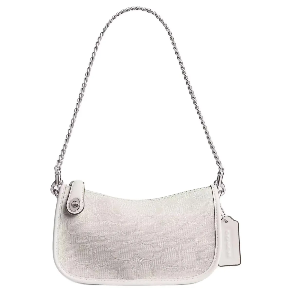 COACH Swinger Jacquard Shoulder Bag Small Women's Silver & Cloud & Chalk