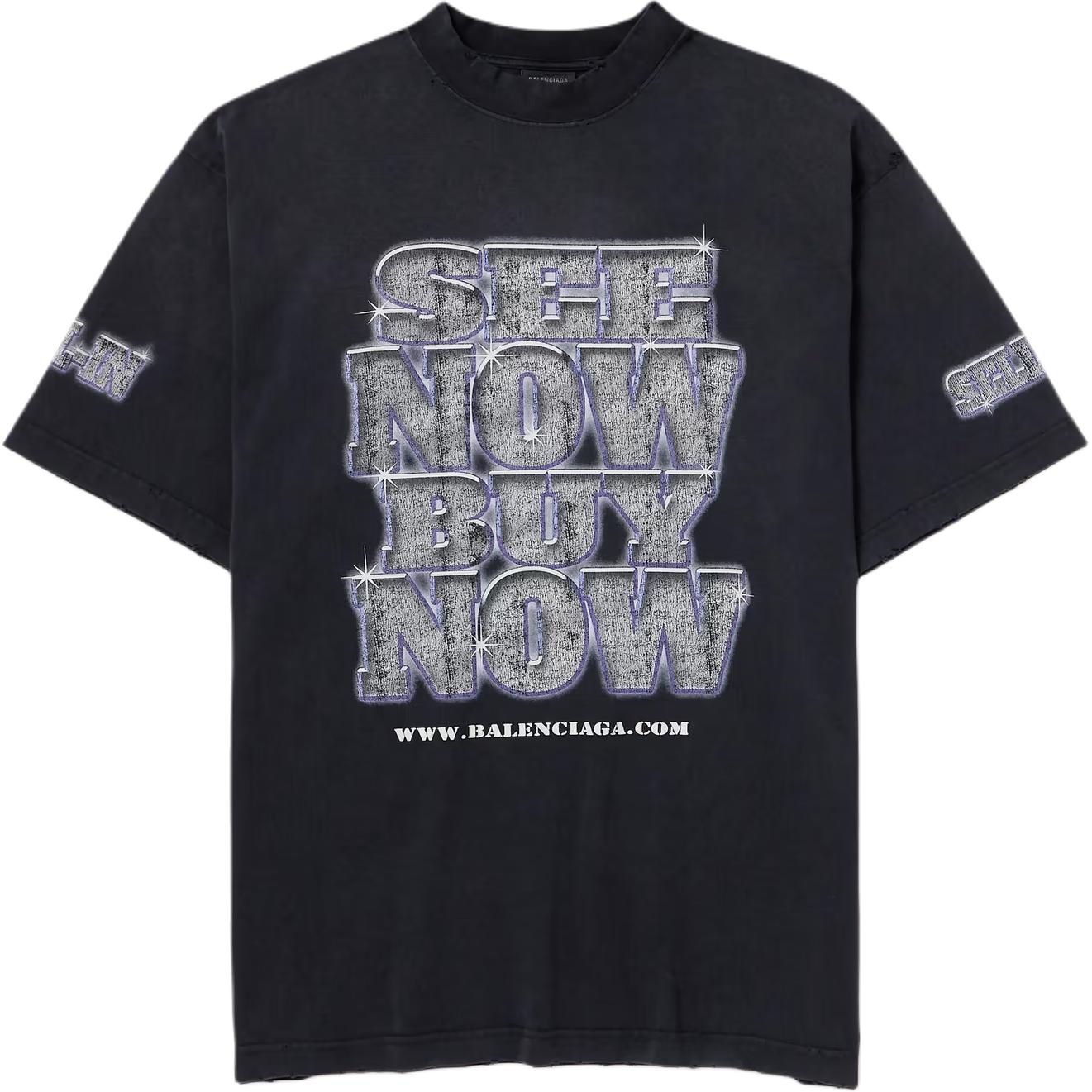 Balenciaga T Shirts Men's Black Crew Neck