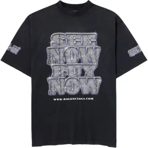 Balenciaga T Shirts Men's Black Crew Neck