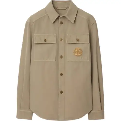 Burberry Shirts Men's Coffee Lapel Moderate Straight Fit