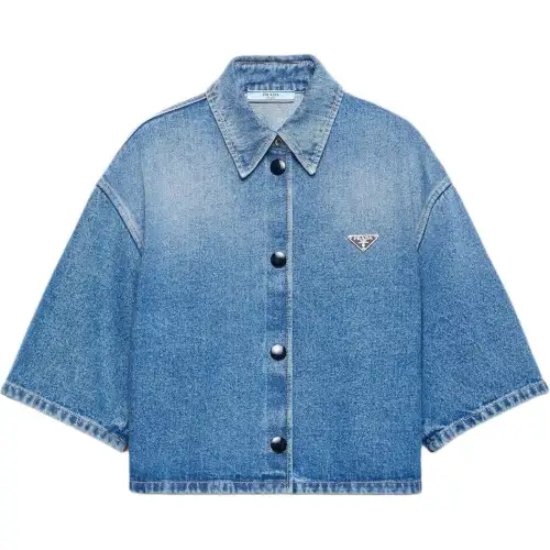 Prada triangle-logo short-sleeved shirt