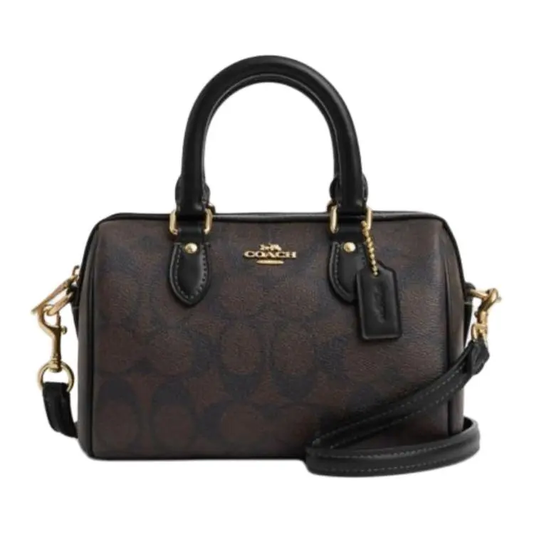COACH Rowan PVC Shoulder Bag, Crossbody Bag, Handbag Small Women's Brown & Black