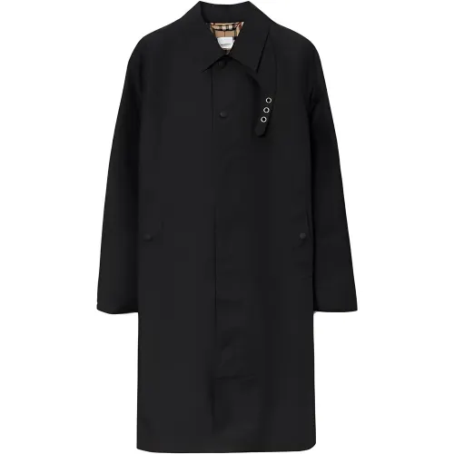 Burberry Coats Men's Black Lapel Moderate Straight Fit