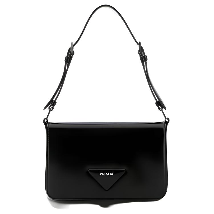 PRADA Prada, triangle, black one-shoulder bag