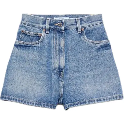 Prada high-rise five-pocket denim shorts