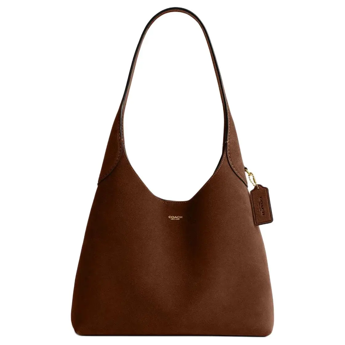 COACH Brooklyn Suede With Grain Leather Handbag, Shoulder Bag Small Women's Dark Brown
