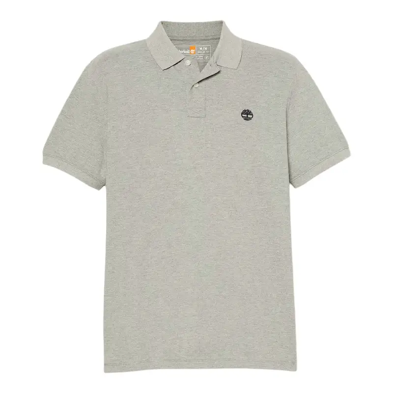Timberland Polo Shirts Men's Medium Gray Heather Flower Polo Collar Moderate