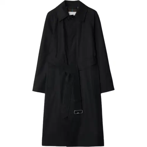 Burberry Coats Women's Black Lapel Moderate Nipped In Waist