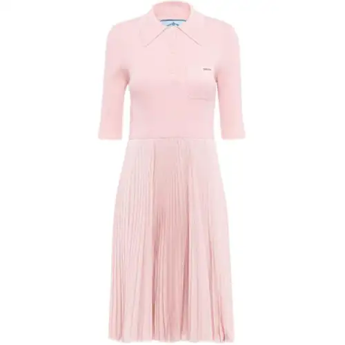 PRADA Short Sleeved Dresses Women's Pink Moderate Mid Length