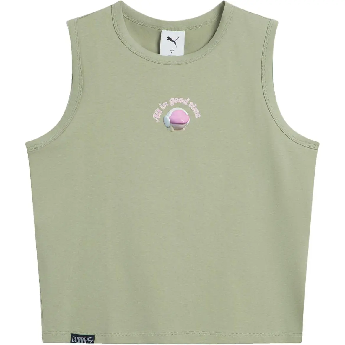 PUMA Tank Tops Women's Green Crew Neck Moderate Other