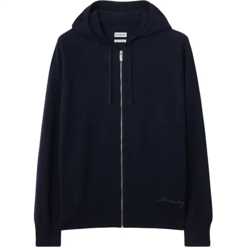 Burberry Jackets Men's Dark Blue Hooded Non Detachable Moderate Straight Fit