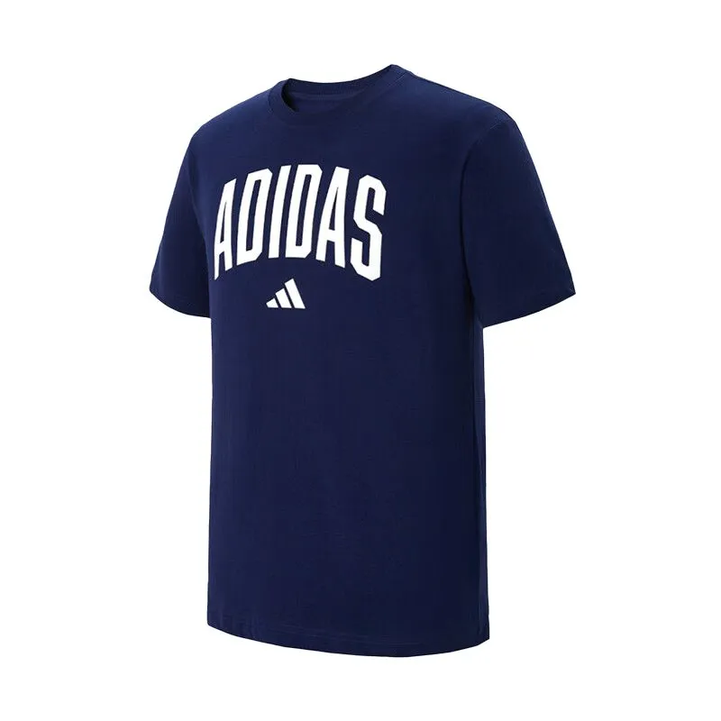 Adidas T-Shirts Men's Dark Blue Crew Neck Moderate