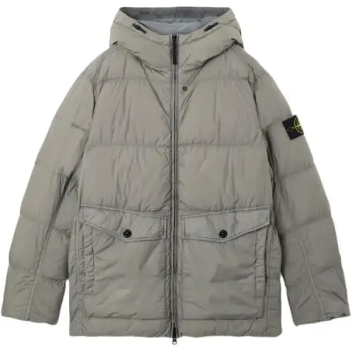 STONE ISLAND Logo Patch Zip Up Hooded Jacket