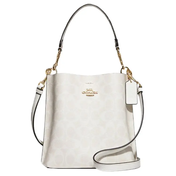 COACH Mollie Artificial Leather Bucket Bag Handbag 22 Women's Chalk White