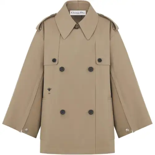 DIOR Coats Women's Beige Lapel Moderate Straight Fit