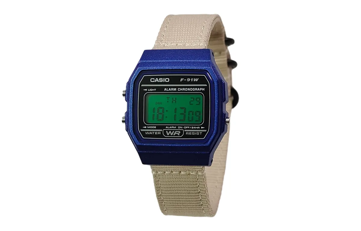 CASIO Custom Collection Quartz Movement Nylon Strap Watch Unisex Black Dial