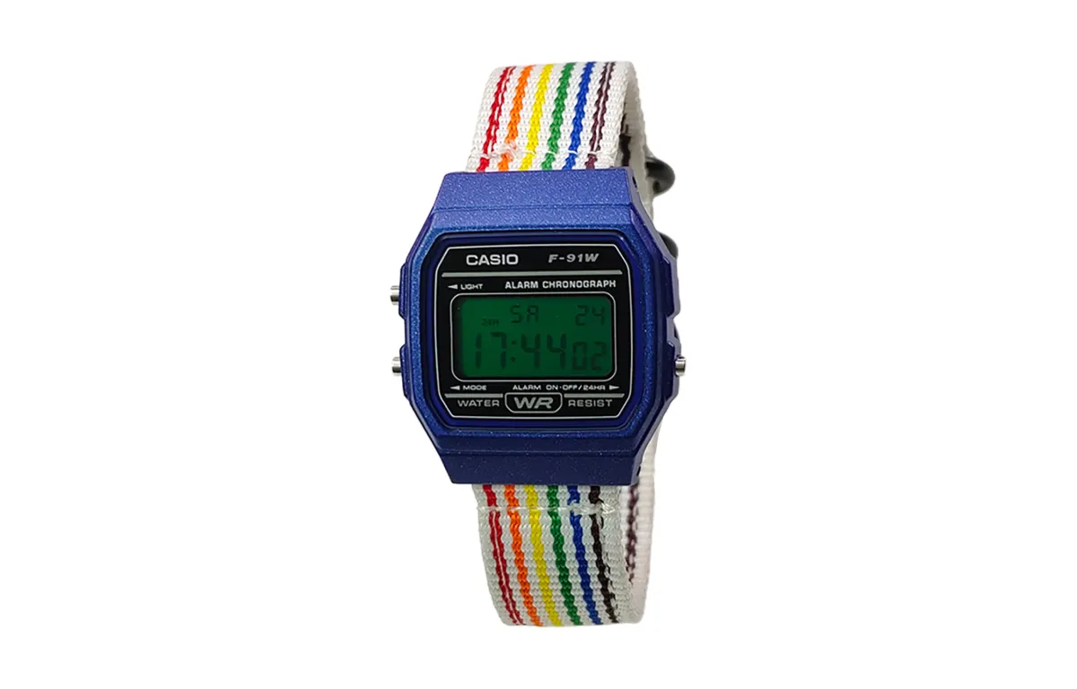CASIO Custom Collection Quartz Movement Nylon Strap Watch Unisex Black Dial