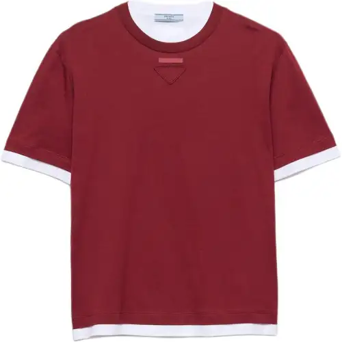 Prada Logo Patch Layered Crewneck T-Shirt