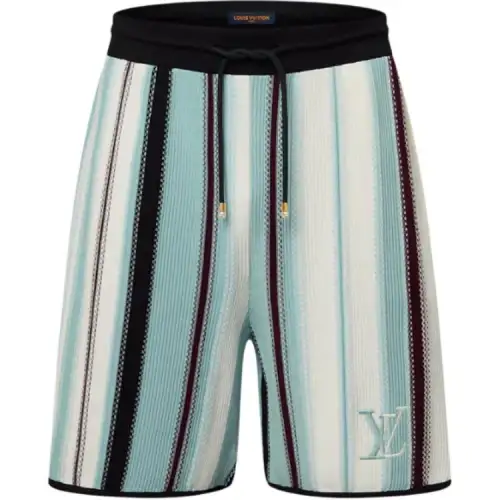 Lv Striped Crochet Shorts