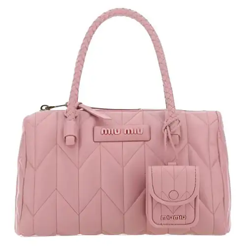 MIU MIU Pleated Sheepskin Handbag Women's Pink