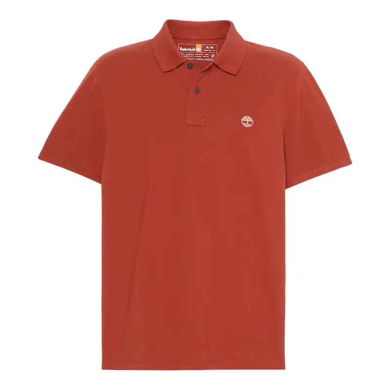Timberland Polo Shirts Men's Brown Red Polo Collar Moderate