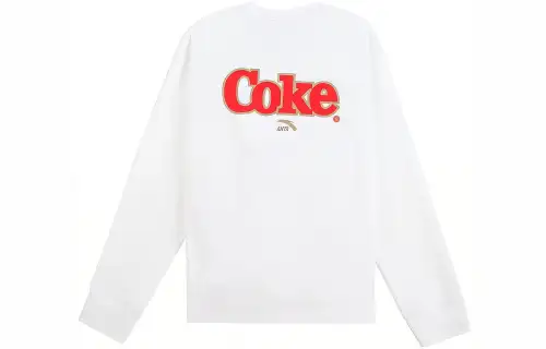 ANTA X Coca Cola Sweatshirts Men's Papyrus White Crew Neck Thickened Regular