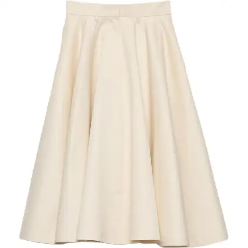 Prada triangle-logo flared midi skirt