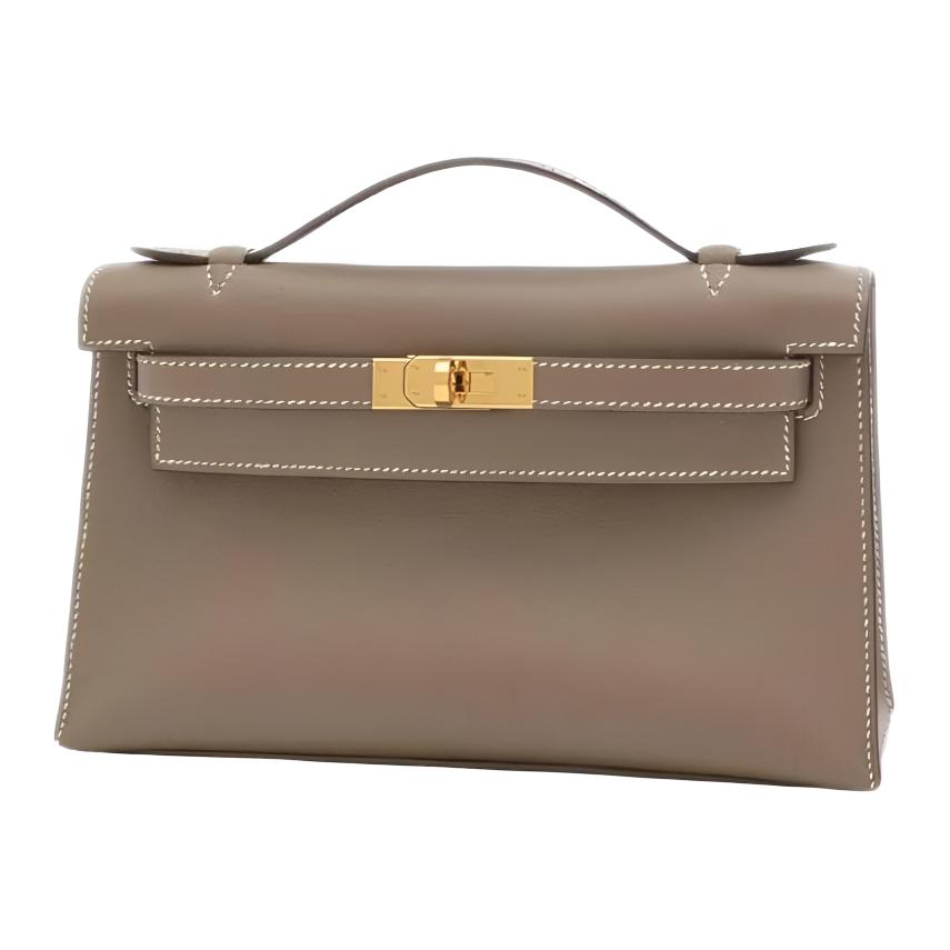 Женская сумка Hermes HERMES Mini Kelly 23 Swift 23 18 Etoupe (серо-бежевая / серо-коричневая)
