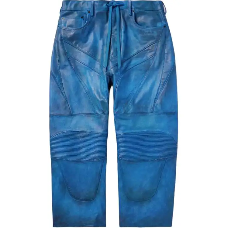 Balenciaga Leather Pants Men's Cobalt Blue