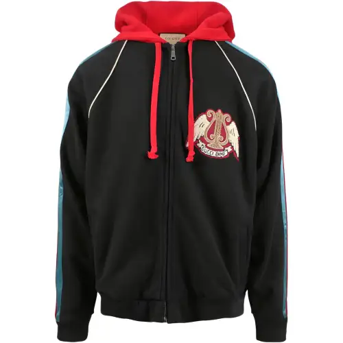 GUCCI Patch Zipped Cotton Hoodie