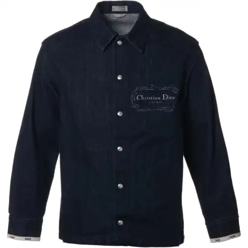 DIOR Denim Jackets Men's Blue Lapel Moderate