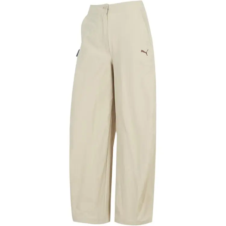 PUMA Casual Pants Women's Beige Moderate Straight Fit Pants
