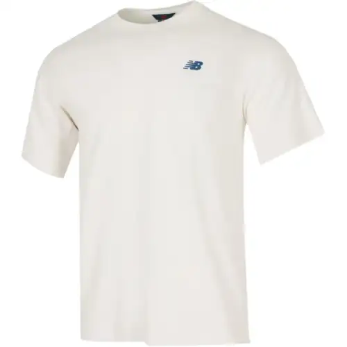 New Balance T Shirts Men's Ivory White Crew Neck Moderate Straight Fit