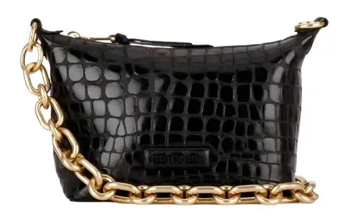 MIU MIU Leather Shoulder Bag Women's Black
