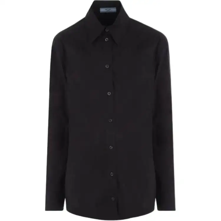 PRADA Shirts Women's Black Pointed Collar Moderate Other