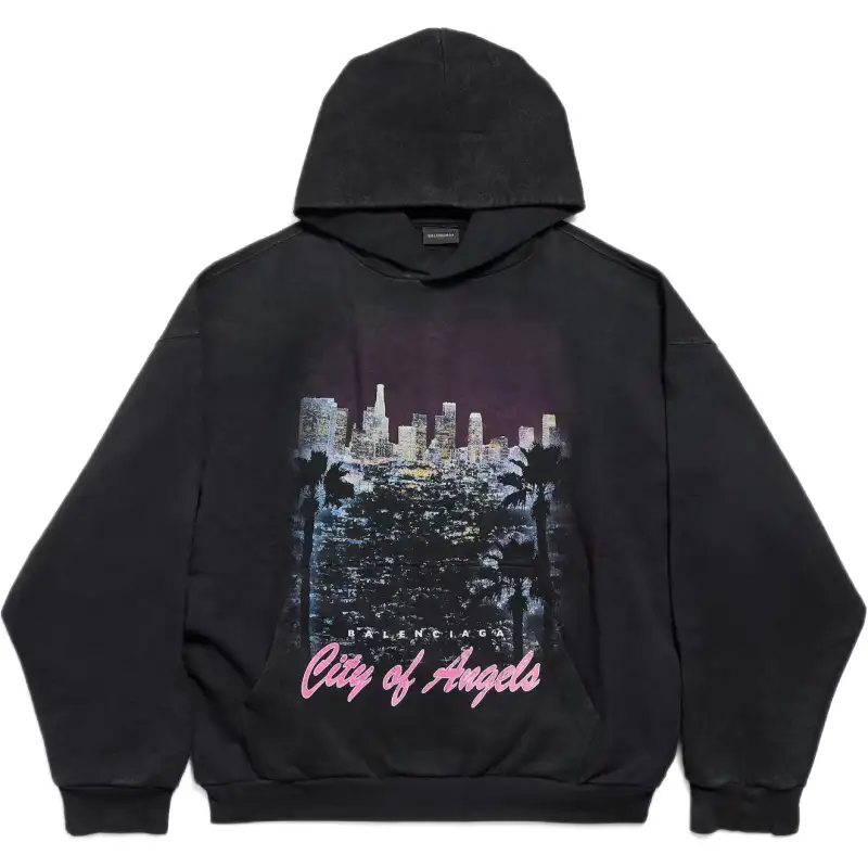 Balenciaga City Of Angels Motif Printed Hoodie