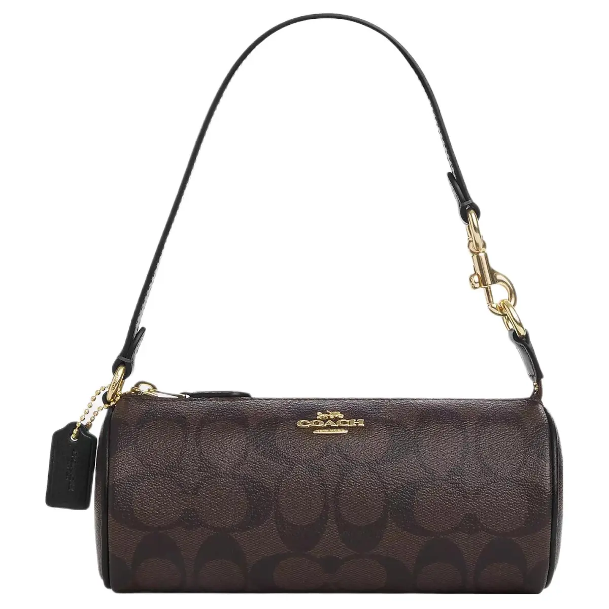 COACH Nolita Artificial Leather Cylinder Handbag, Shoulder Bag Small Women's Dark Khaki Monogram
