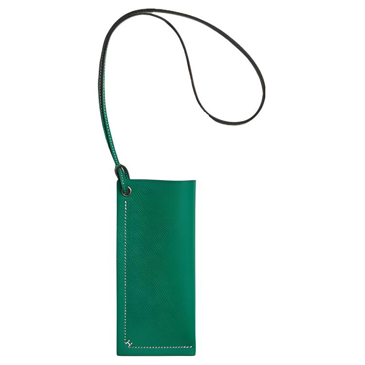 HERMES Hermès H Sellier palladium-plated metal Epsom calfskin glasses bag women's jasper