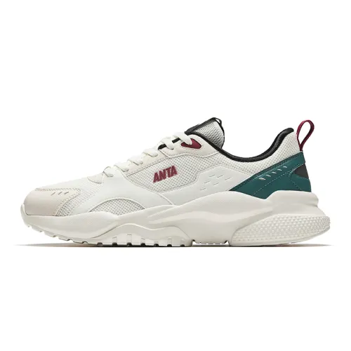 Anta Abrasion Resistant Breathable Abrasion Resistant Breathable Low top Casual Shoes Men's White