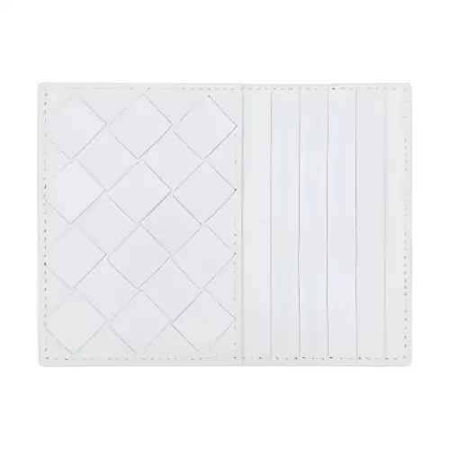 Bottega Veneta Intrecciato Woven Sheepskin Card Holder, Wallet Women's White