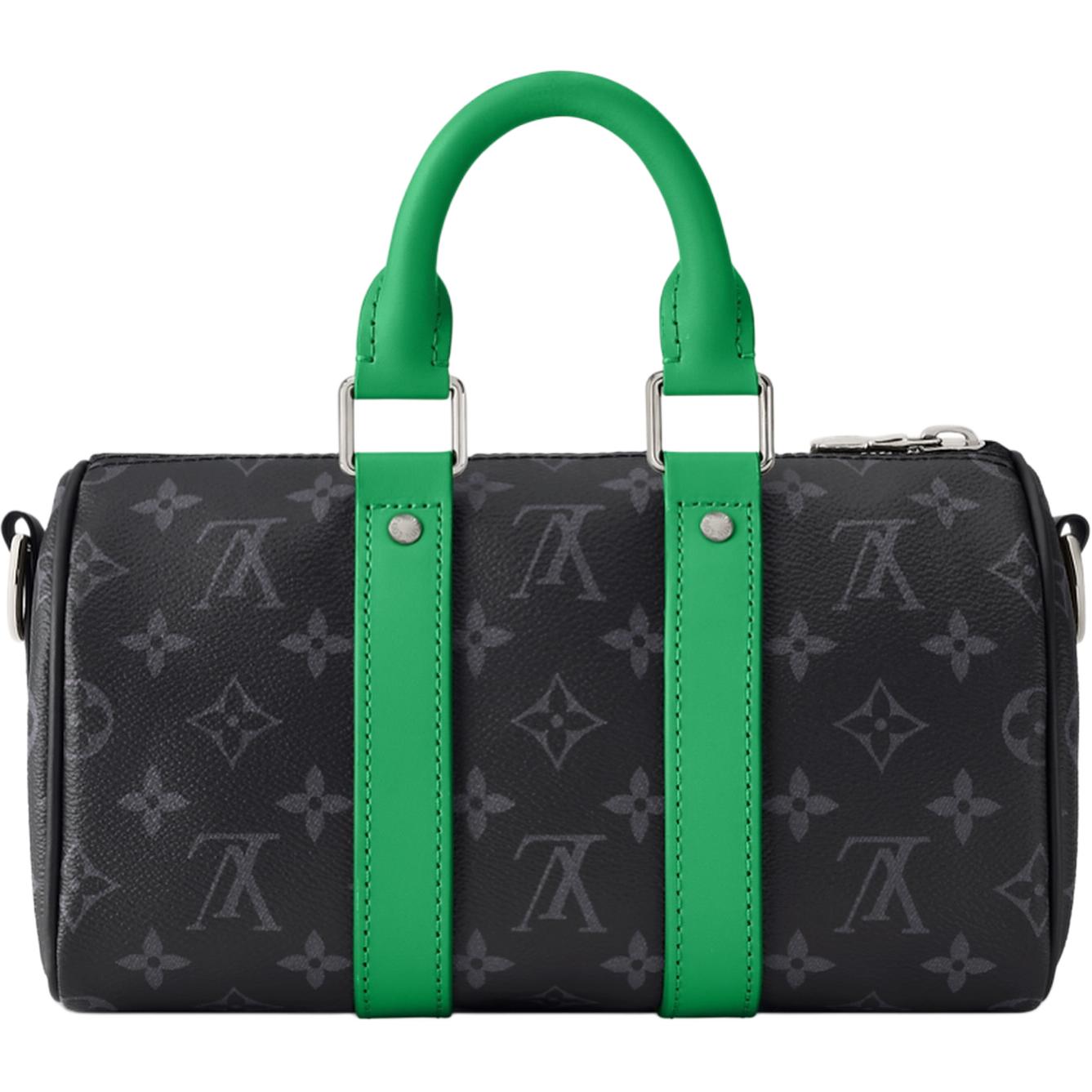 Мужская сумка Louis Vuitton Keepall 25 (черно-зеленая) — фото 3