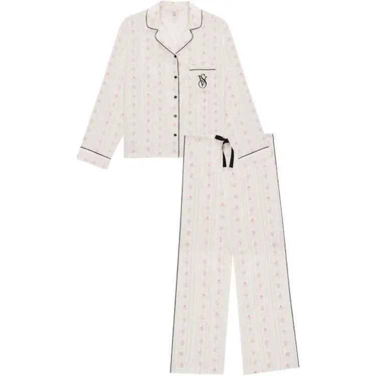Victoria's Secret Pajama Set Dense Texture Lightweight Smooth And Sleek Women's Light Pink Floral