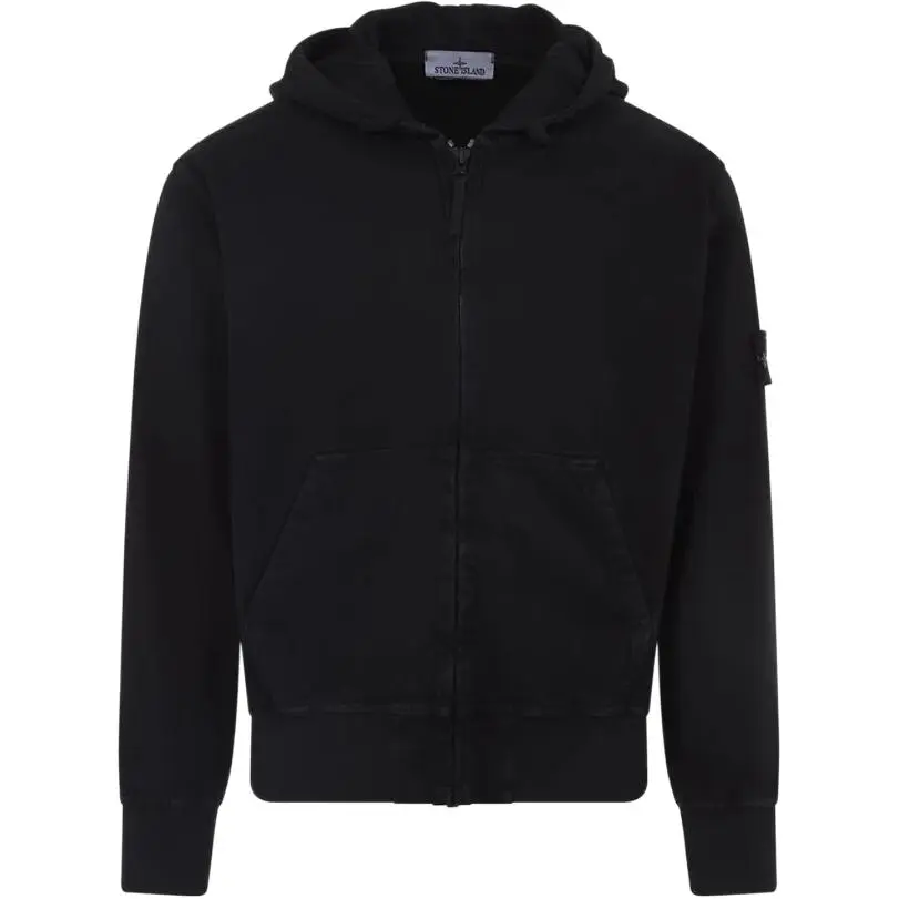 Stone Island Oversized Fit Hooded Zip-Up Sweatshirt