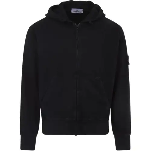 Stone Island Oversized Fit Hooded Zip-Up Sweatshirt