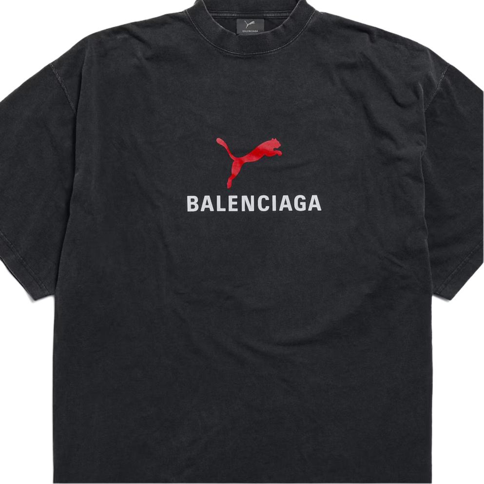 Мужская футболка Balenciaga x PUMA/ FW25 T (черная) — фото 7