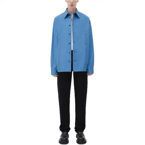 Bottega Veneta Shirts Men's Blue Lapel Moderate Other