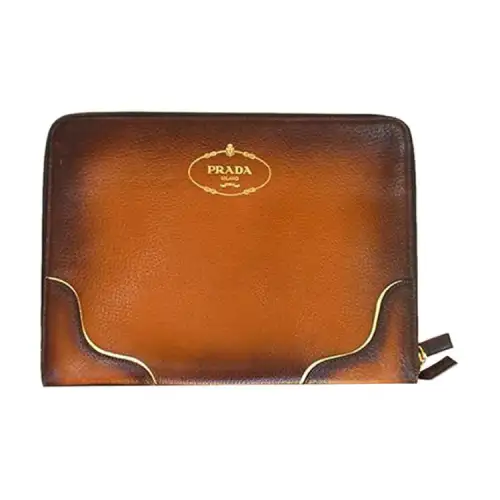 PRADA Leather Wallet Men's Brown