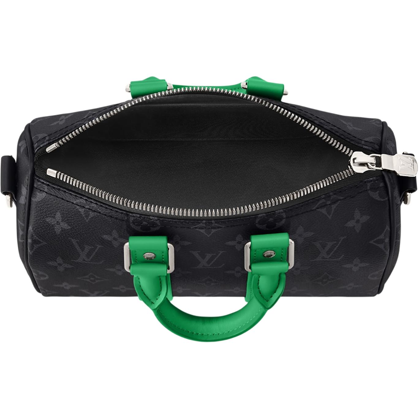 Мужская сумка Louis Vuitton Keepall 25 (черно-зеленая) — фото 4