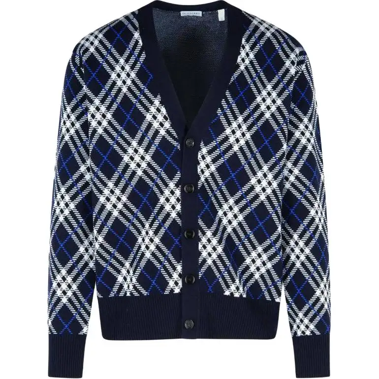 Burberry Checked V Neck Cardigan
