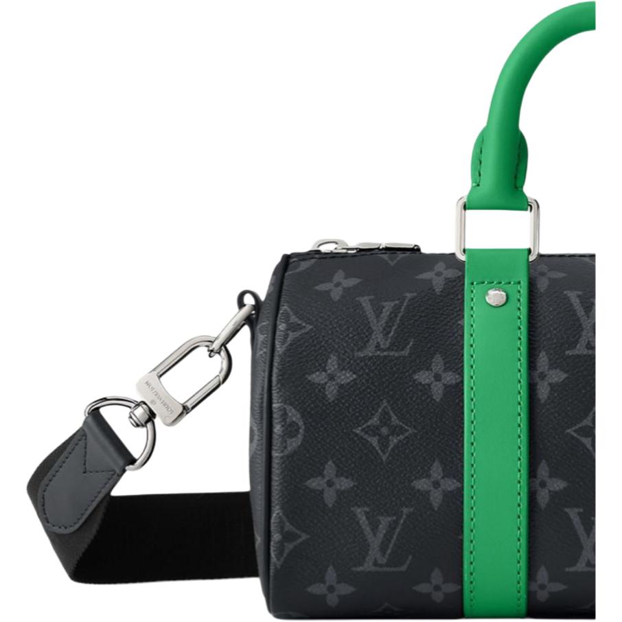 Мужская сумка Louis Vuitton Keepall 25 (черно-зеленая) — фото 5